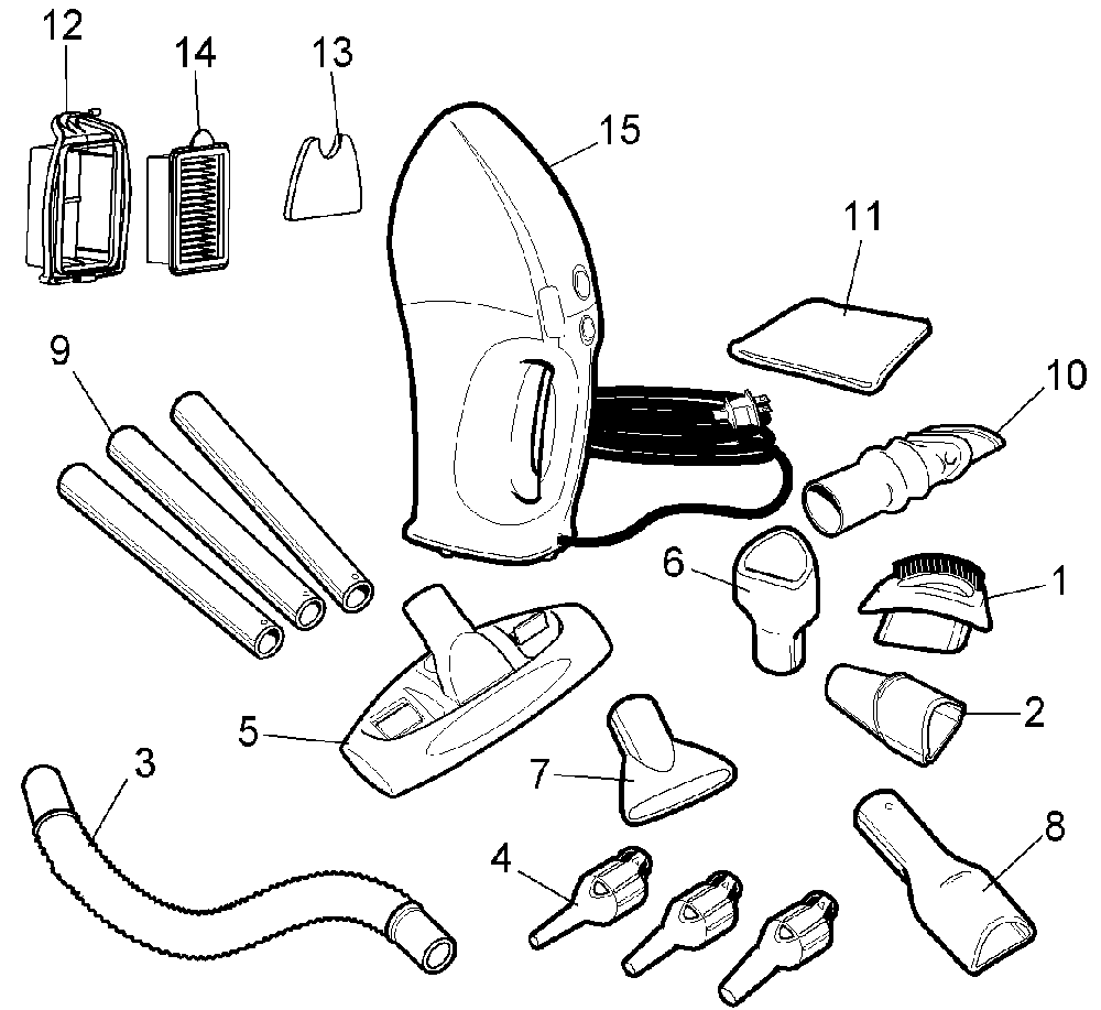 Exploded Diagram A Diagram and Parts List for HV7012 Type 1 Black and Decker Hand Vacuum